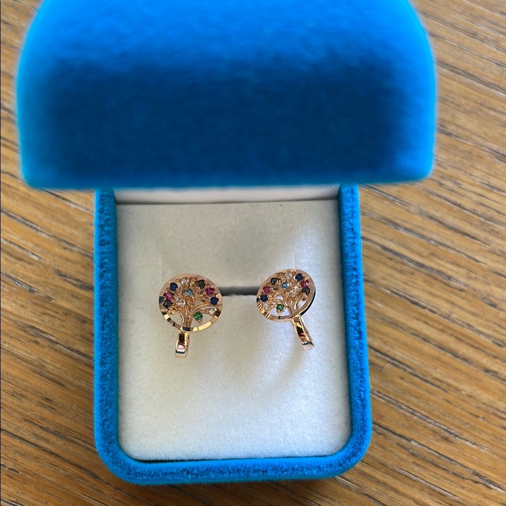 14k Rose gold, Tree of life earrings